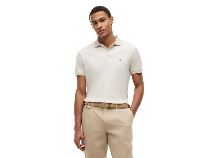 Tommy Hilfiger polo heathered oatmilk heren