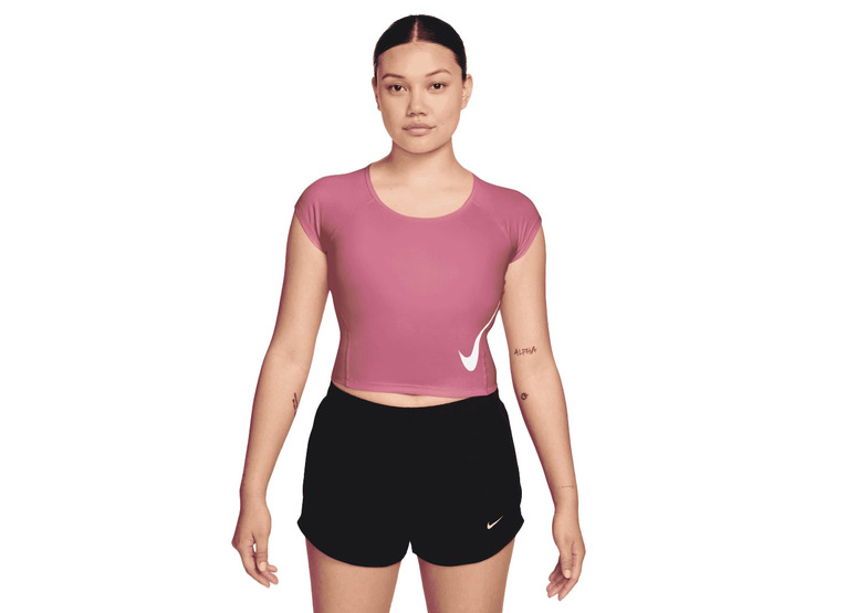 Nike Dri-FIT swoosh tempo T-shirt roze dames