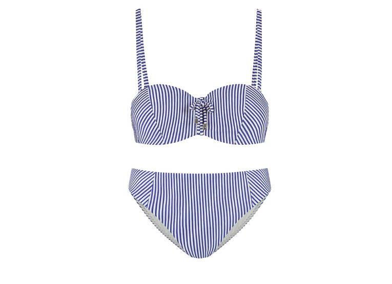 Cyell seersucker bandeau bikini B-cup blauw/wit dames