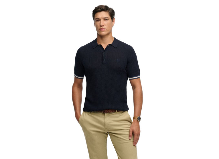 Superdry gebreid poloshirt navy heren