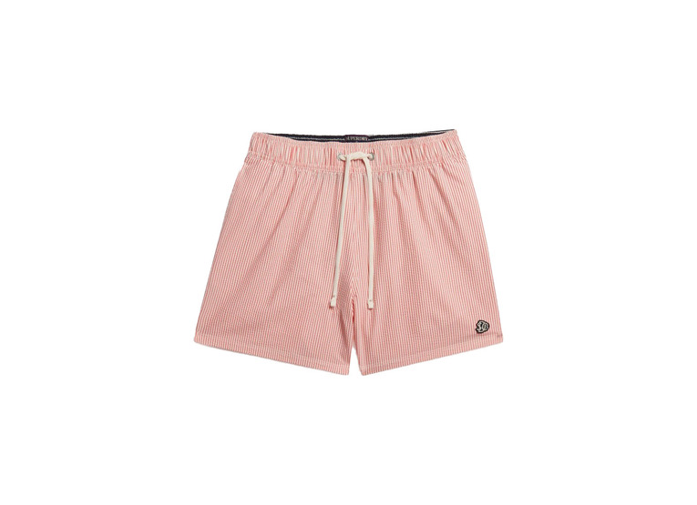 Superdry Seer sucker zwemshort sugar coral/wit heren