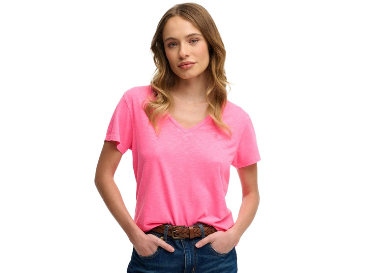 Superdry Slub T-shirt fluo pink dames