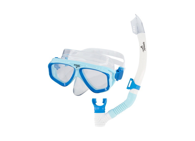 Speedo Adventure Mask en Snorkel Set cool blue/clear