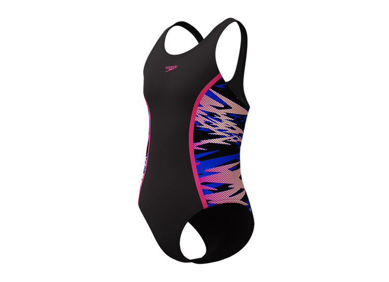 Speedo H-Boom splice muscleback badpak zwart/roze meisjes