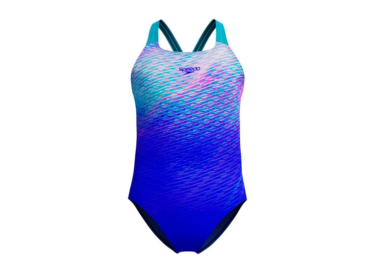 Speedo Print Powerback badpak deep sapphire meisjes