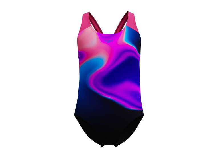 Speedo Print Splashback badpak margarita pink/zwart meisjes