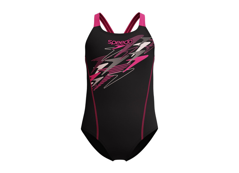 Speedo Medley logo medalist badpak zwart/margarita pink meisjes