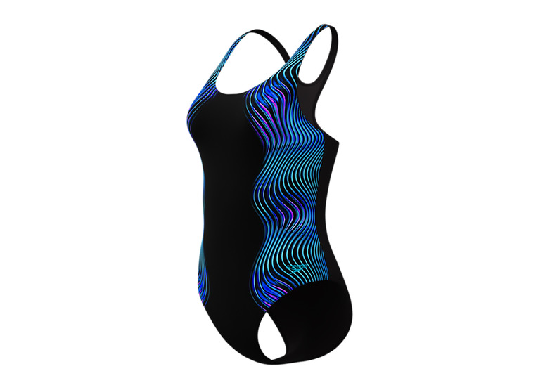 Speedo Print medalist badpak zwart