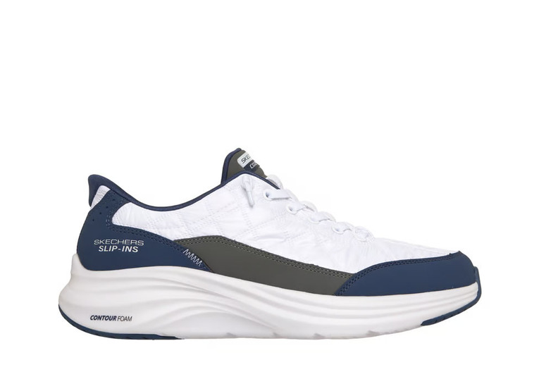 Skechers slip-ins: contour foam cozy fit wit/marine heren Skechers slip-ins: contour foam cozy fit wit/marine heren