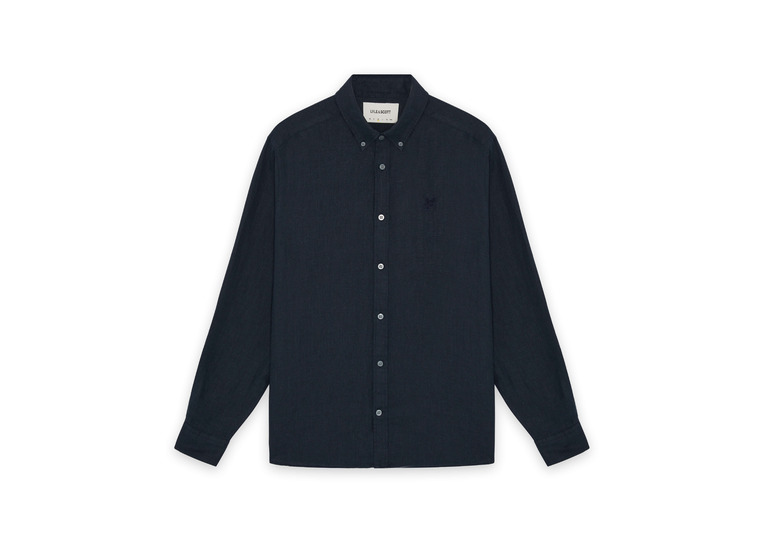Lyle & Scott linen button down shirt donkerblauw heren
