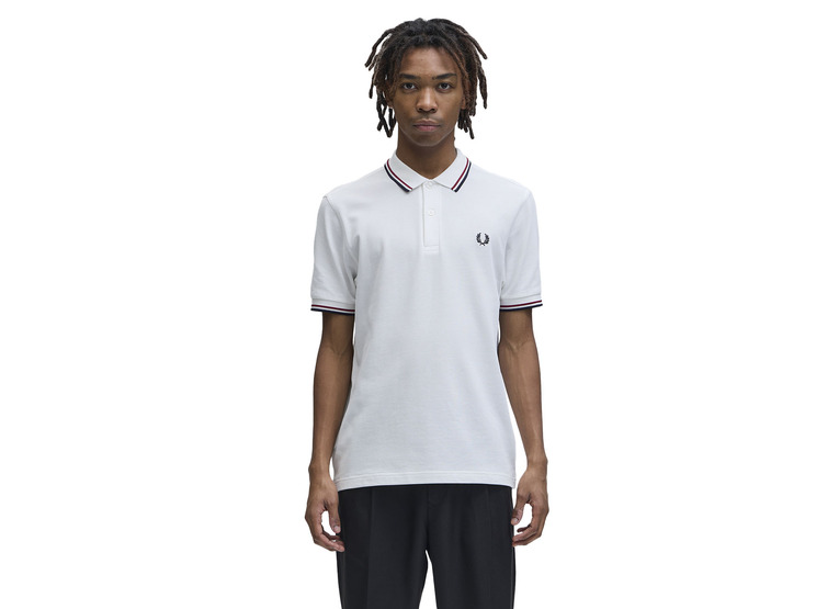 Fred Perry twin tipped polo snow white heren