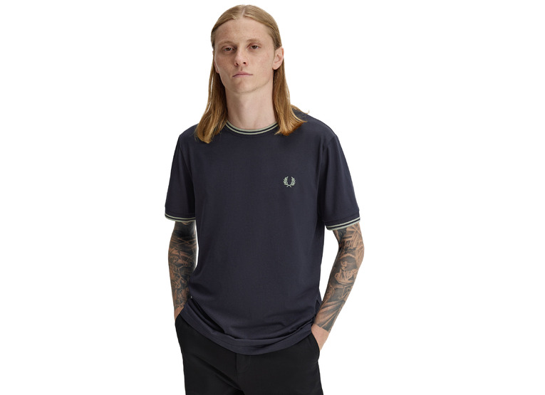 Fred Perry Twin tipped T-shirt navy/seagrass heren
