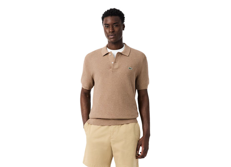Lacoste classic fit knitted polo beige heren