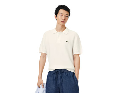 Lacoste classic fit knitted polo wit heren Lacoste classic fit knitted polo wit heren