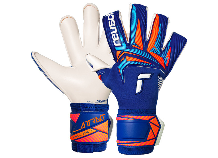 Reusch Attrakt gold X evolution keepershandschoen blauw/oranje