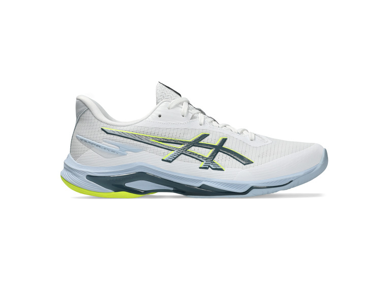 Asics Netburner ballistic FF 4 volleybalschoen wit/raw indigo heren Asics Netburner ballistic FF 4 volleybalschoen wit/raw indigo heren