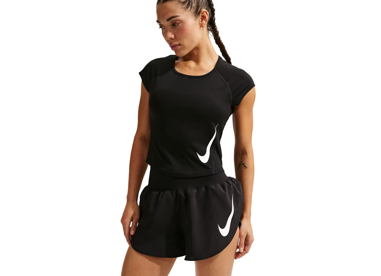 Nike Tempo Swoosh running top zwart dames
