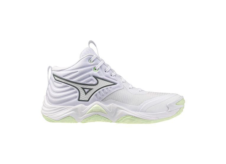 Mizuno Wave Momentum Elite MID indoorschoen wit/balsam green dames Mizuno Wave Momentum Elite MID indoorschoen wit/balsam green dames