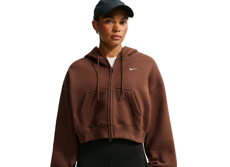 Nike Studio fleece FZ hoodie bruin dames Nike Studio fleece FZ hoodie bruin dames