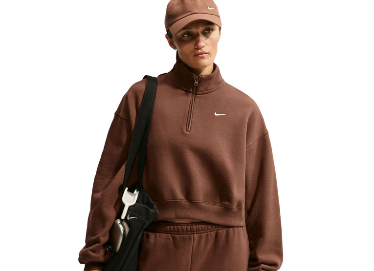 Nike Studio Fleece medium weight sweater bruin dames Nike Studio Fleece medium weight sweater bruin dames