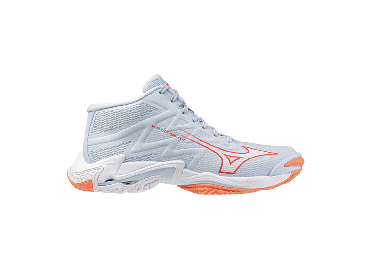 Mizuno Wave lightning elite MID indoorschoen blue finch/lava orange dames Mizuno Wave lightning elite MID indoorschoen blue finch/lava orange dames