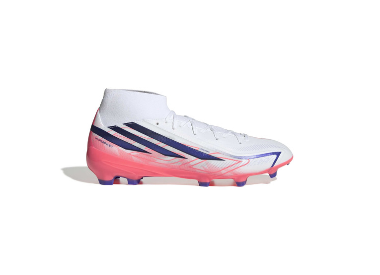 Adidas F50 Hyperfast League Mid voetbalschoen White/Purple/Solar Turbo