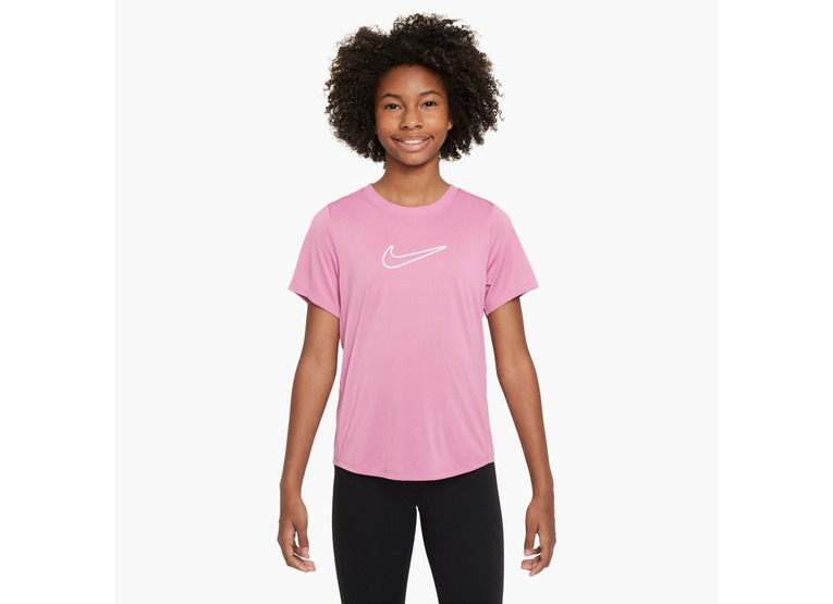 Nike One Fitted t-shirt kinderen Pink Rise/Wit Nike One Fitted t-shirt kinderen Pink Rise/Wit
