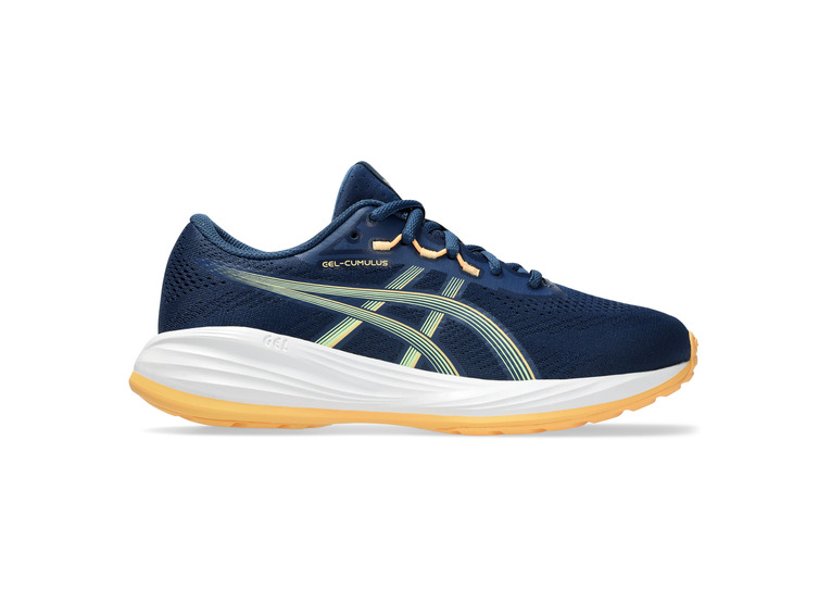 Asics Gel-Cumulus 28 GS loopschoen blauw/oranje KIDS Asics Gel-Cumulus 28 GS loopschoen blauw/oranje KIDS