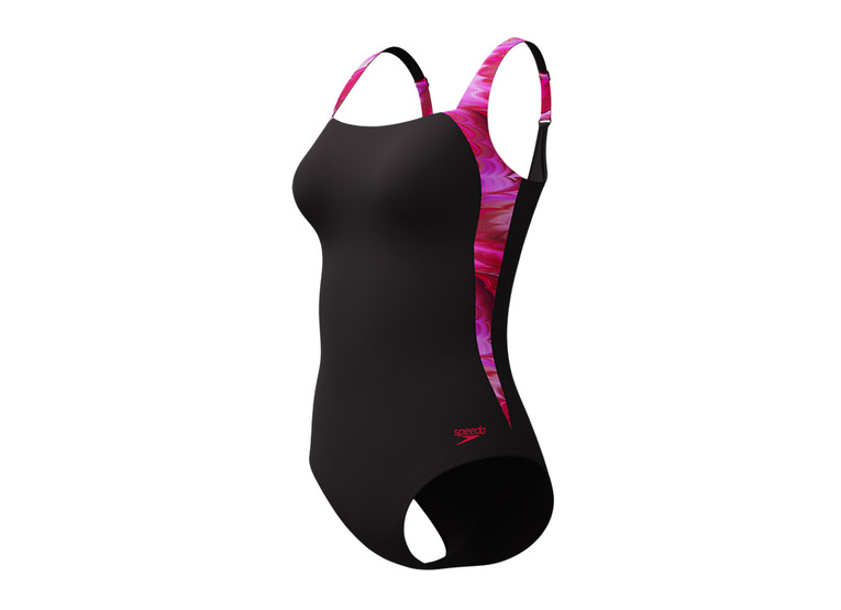 Speedo Print Luna Lustre badpack zwart/roze dames Speedo Print Luna Lustre badpack zwart/roze dames