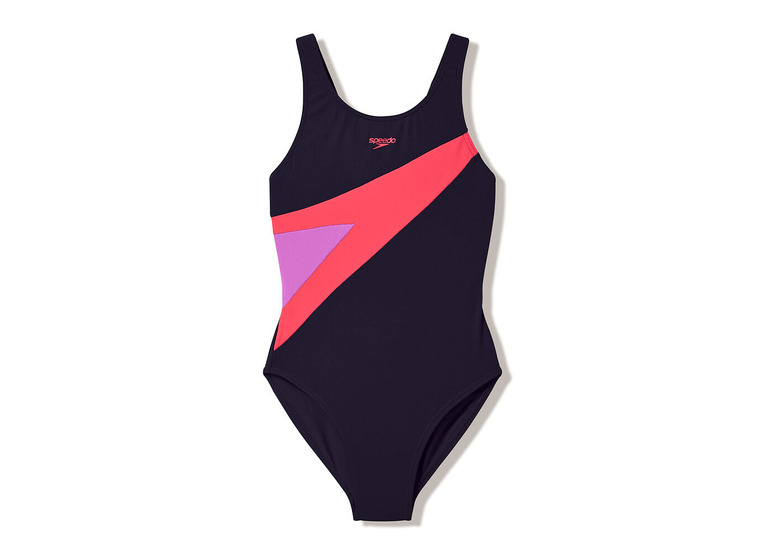 Speedo Hyperboom butterfly badpak antraciet/roze meisjes Speedo Hyperboom butterfly badpak antraciet/roze meisjes
