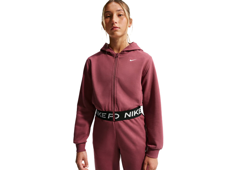 Nike Pro Fleece Dri-FIT hoodie pink smoke meisjes