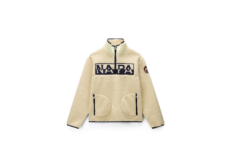 Napapijri Archive fleece met halve rits beige heren Napapijri Archive fleece met halve rits beige heren