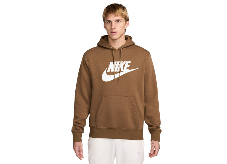 Nike Club fleece hoodie bruin heren