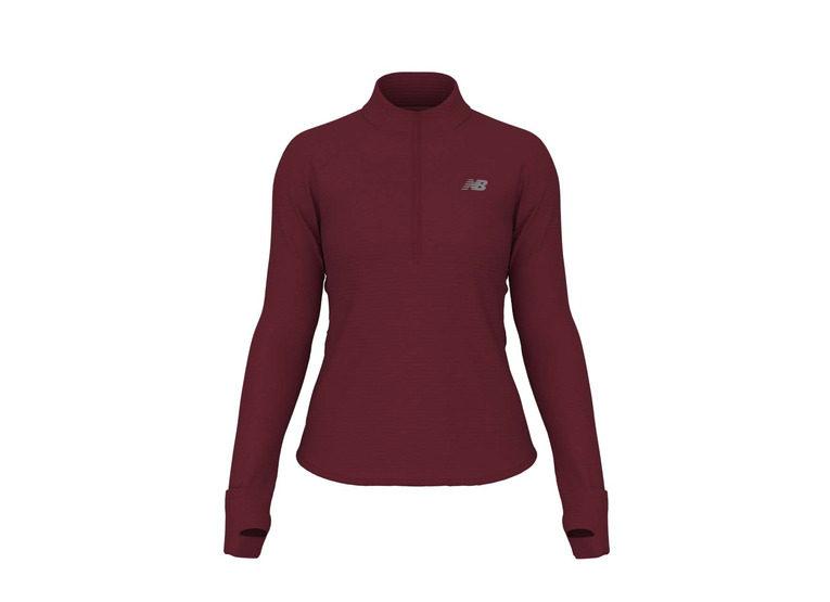 New Balance RC Essential heat grid 1/2 zip sweatshirt bordeaux dames