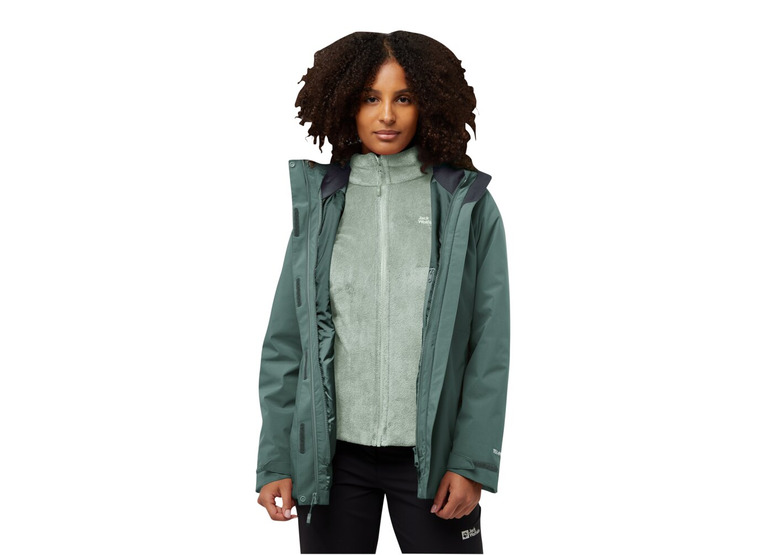 Jack Wolfskin Rotwand 3in1 jacket sago palm dames Jack Wolfskin Rotwand 3in1 jacket sago palm dames