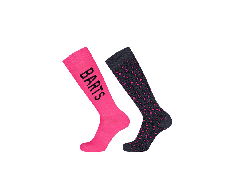 Barts skisokken 2-pack print fucshia dames