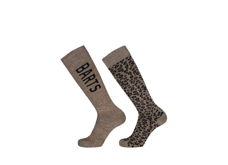Barts skisokken 2-pack print taupe dames