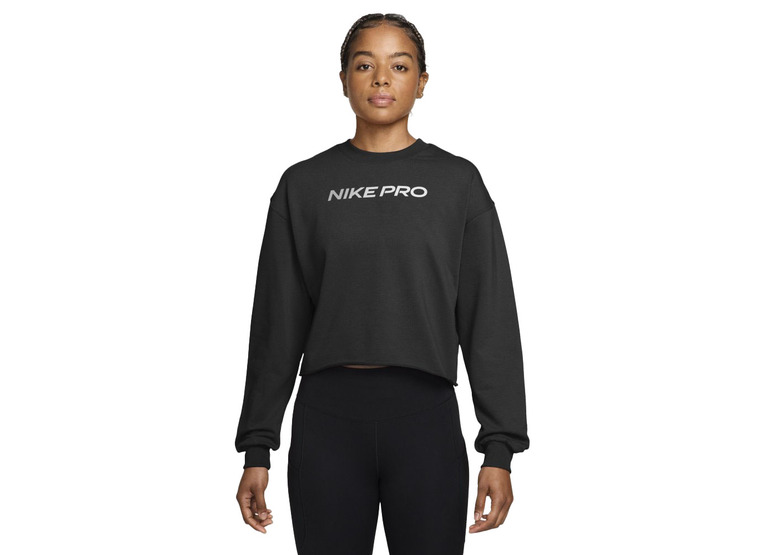 Nike Pro Dri-FIT french terry top zwart dames Nike Pro Dri-FIT french terry top zwart dames